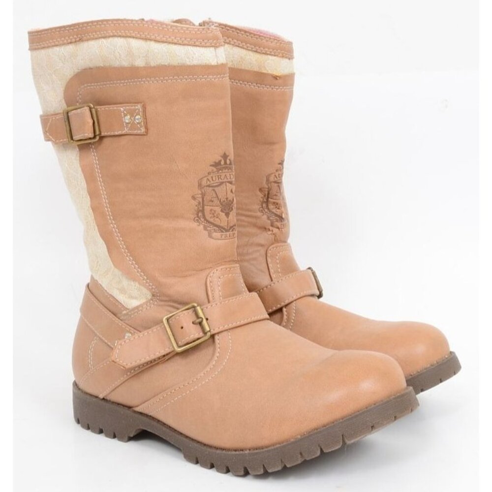 Disney D-Signed Descendants‎ Tan Auradon Prep Boots Winter Snow KIDS US Size 4